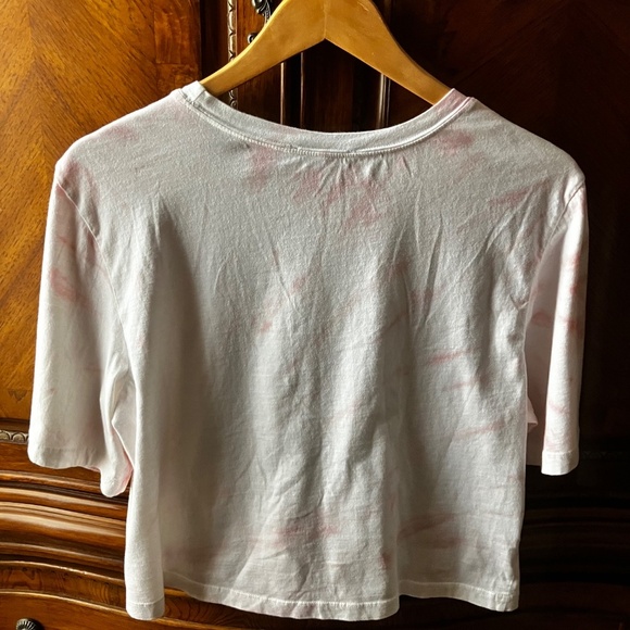 Frayed Jeans Women's Lace-up Front Tie Dye Short Sleeve Crew Neck Top - Size L - Picture 2 of 7